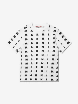 MARNI Kids Logo Print T-Shirt in White