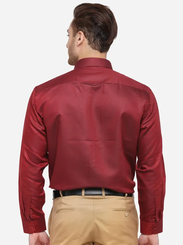 Maroon Solid Regular Fit Formal Shirt | Greenfibre