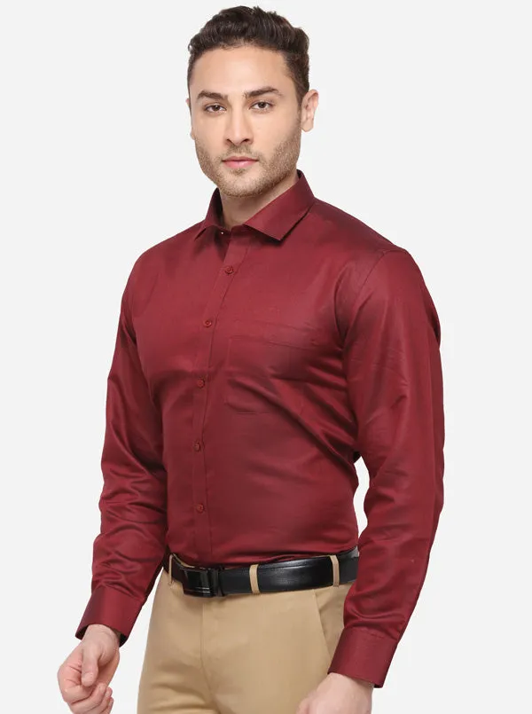 Maroon Solid Regular Fit Formal Shirt | Greenfibre