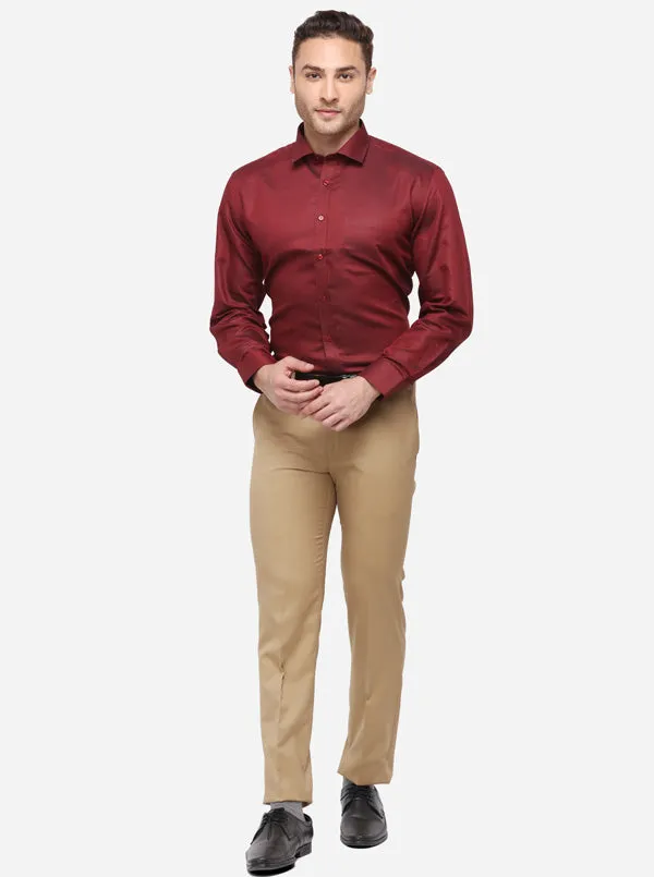 Maroon Solid Regular Fit Formal Shirt | Greenfibre