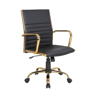 Master Contemporary Adjustable Office Chair with Swivel in Gold with Black Faux Leather by LumiSource