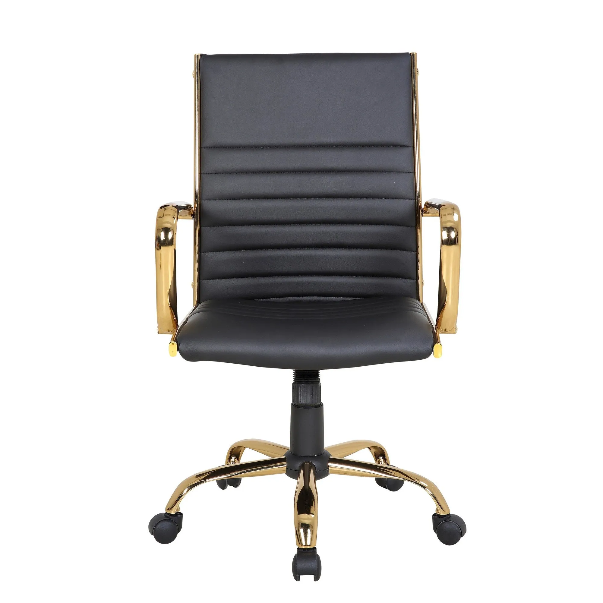 Master Contemporary Adjustable Office Chair with Swivel in Gold with Black Faux Leather by LumiSource