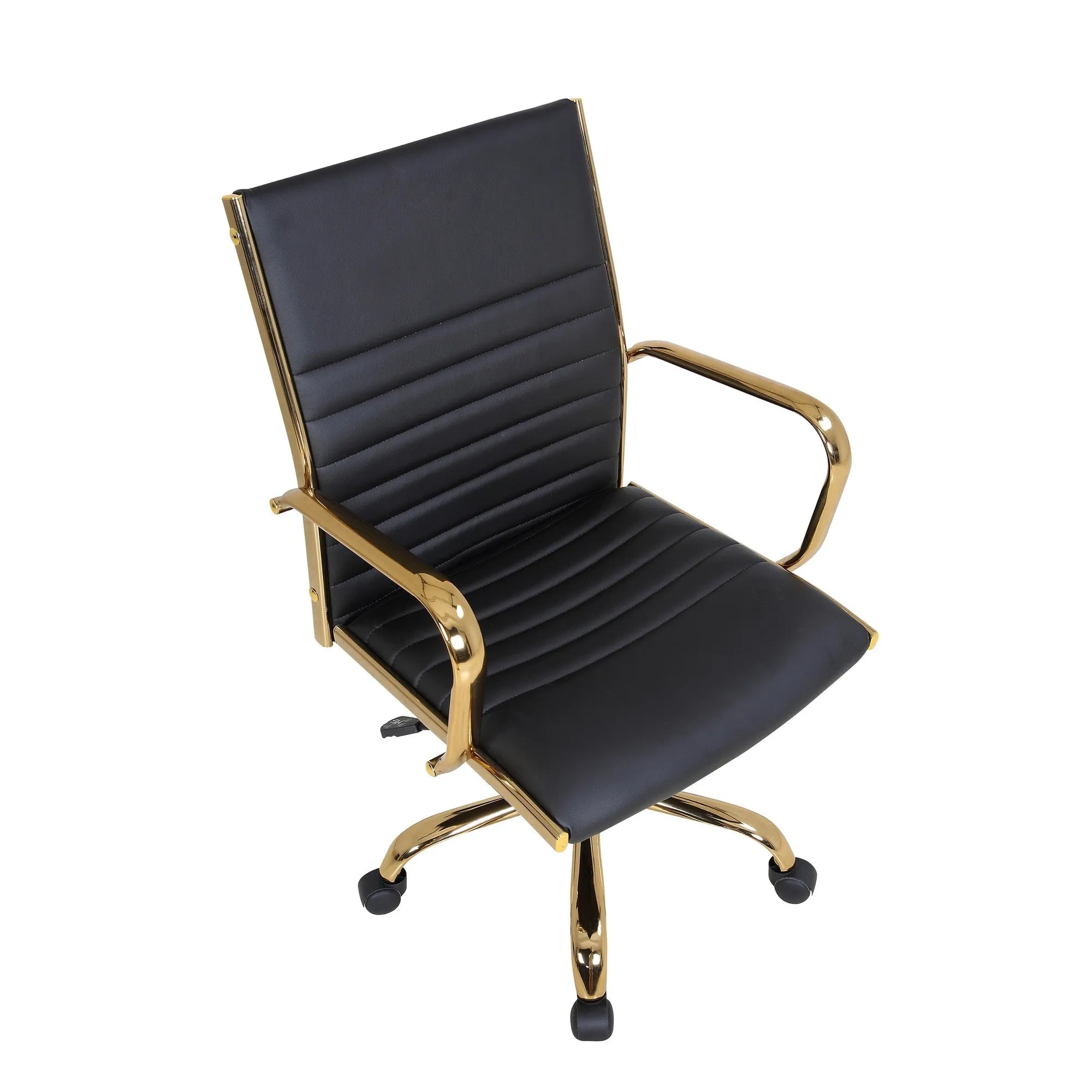 Master Contemporary Adjustable Office Chair with Swivel in Gold with Black Faux Leather by LumiSource