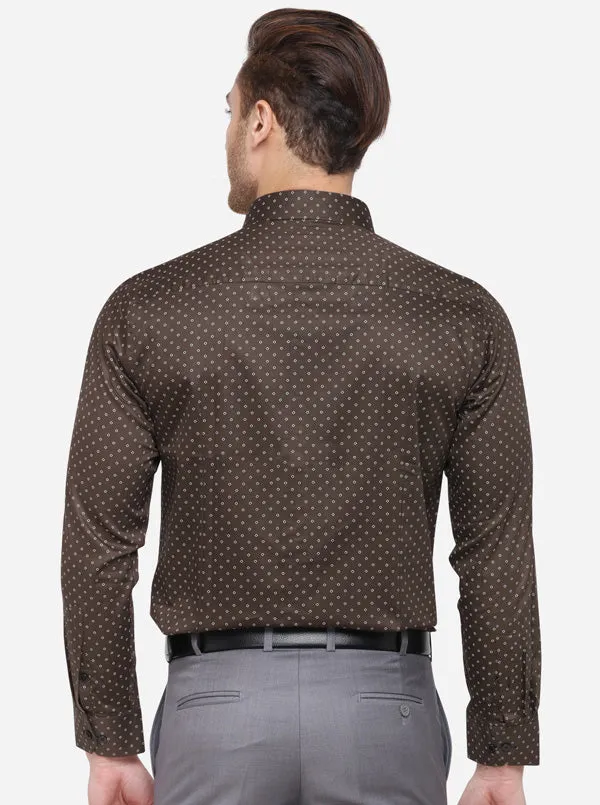 Olive Printed Slim Fit Formal Shirt | Greenfibre