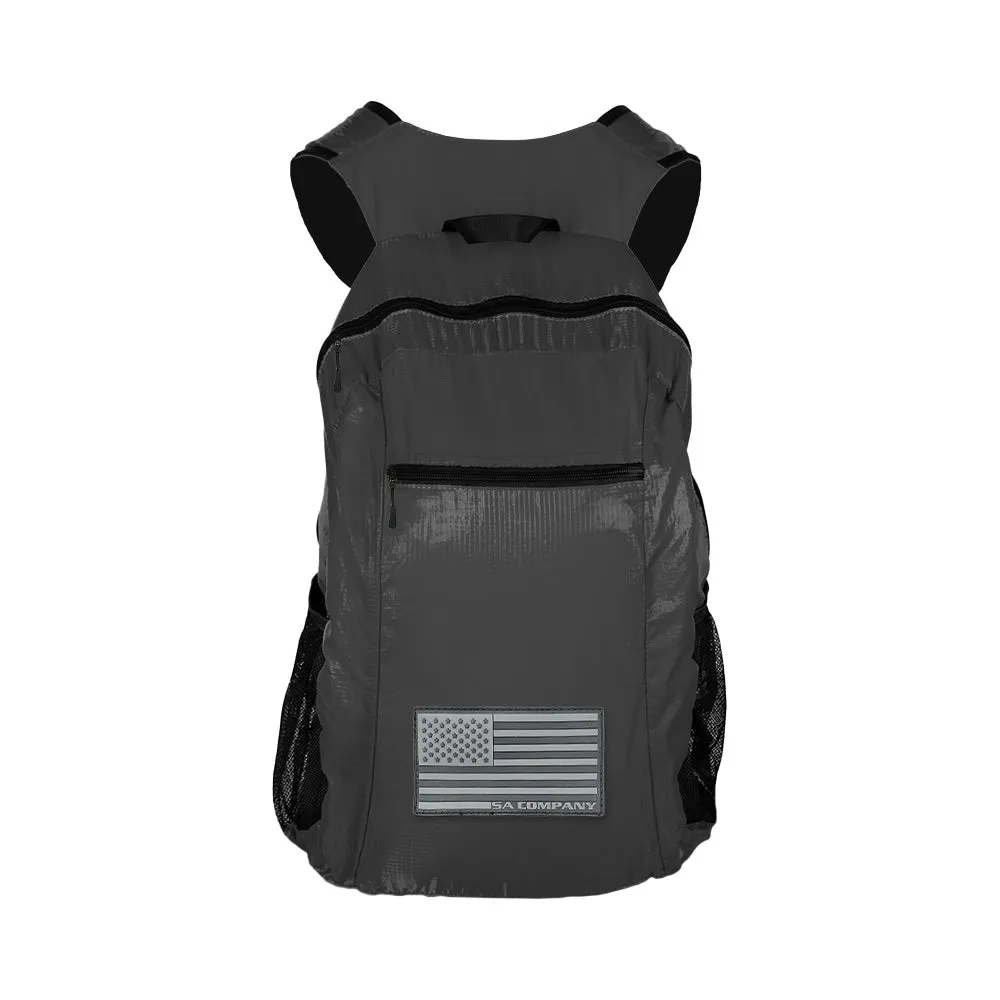 Packable Backpack | Blackout American Flag | Grey