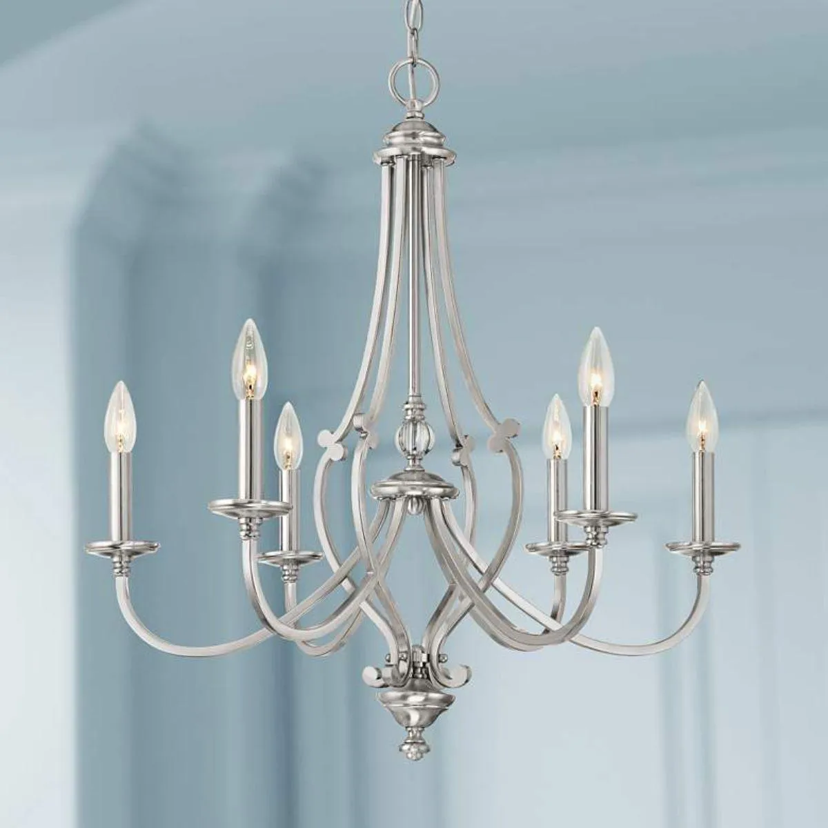 Savannah Row 26 in. 6 Lights Chandelier Brushed Nickel finish