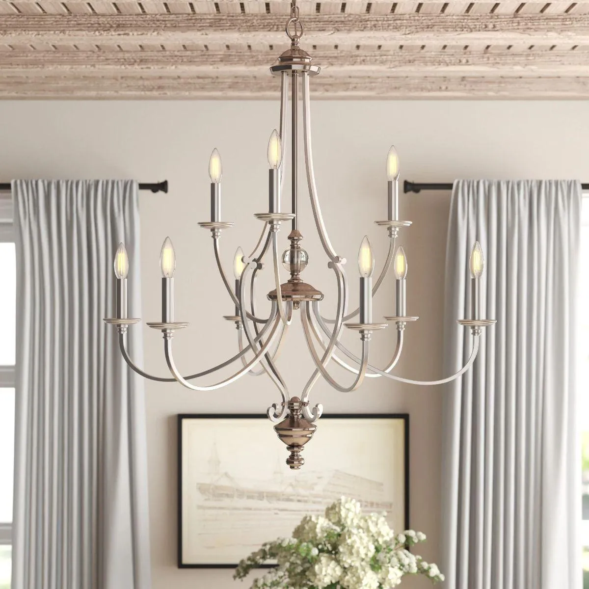 Savannah Row 36 in. 9 Lights Chandelier Brushed Nickel finish