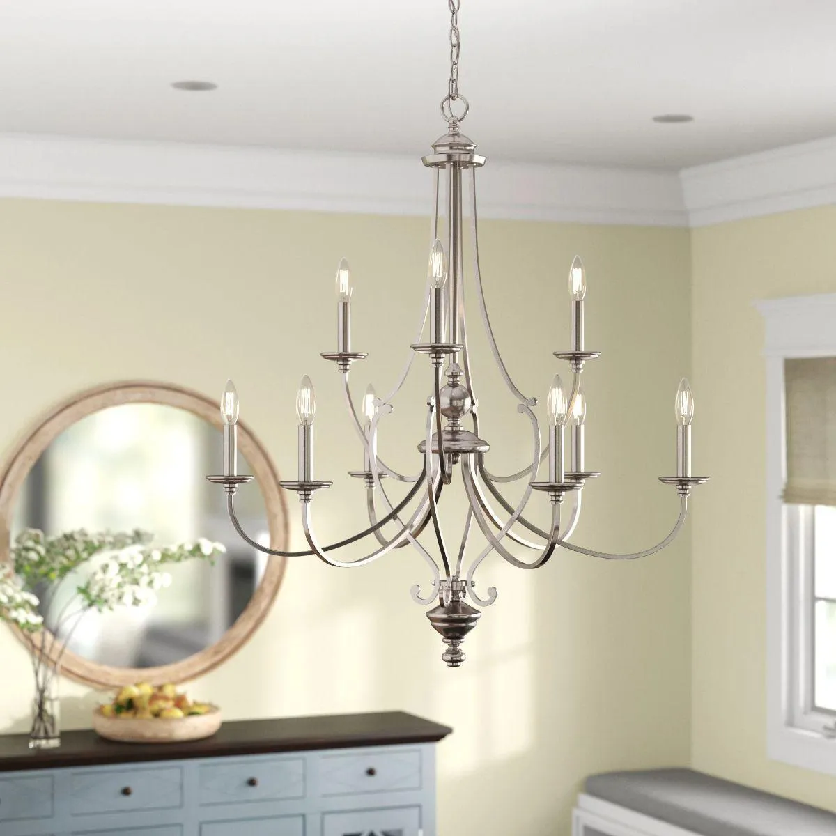 Savannah Row 36 in. 9 Lights Chandelier Brushed Nickel finish