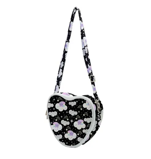 Shooting star clouds black heart shaped shoulder bag [made to order]