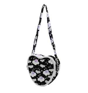 Shooting star clouds black heart shaped shoulder bag [made to order]