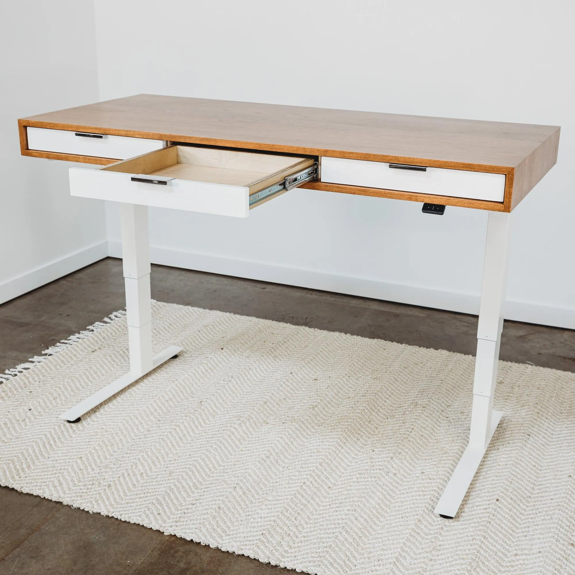 SLIM DESK // Modern Wood Desk With Drawers // Fixed or Adjustable Height Desk