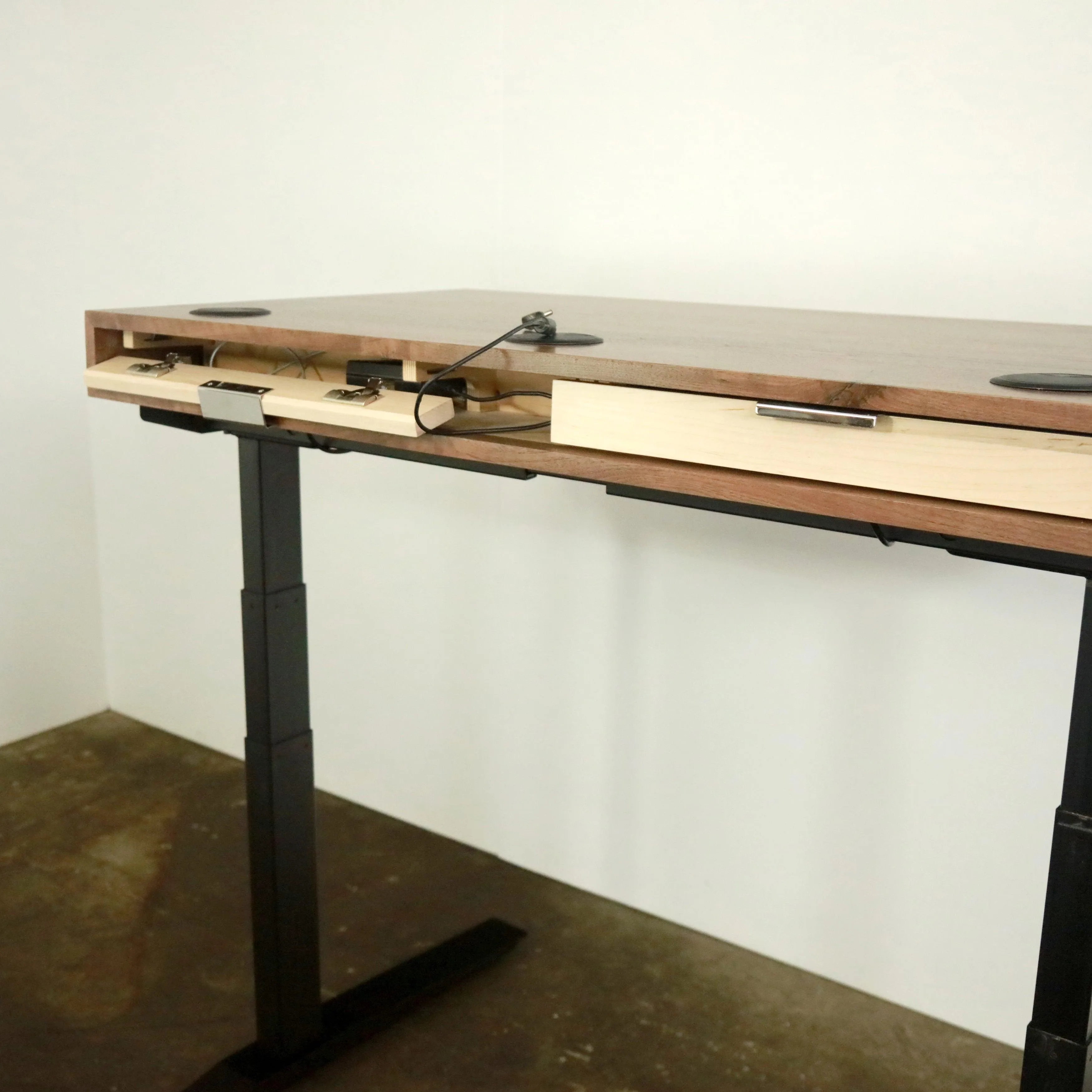 SLIM DESK // Modern Wood Desk With Drawers // Fixed or Adjustable Height Desk