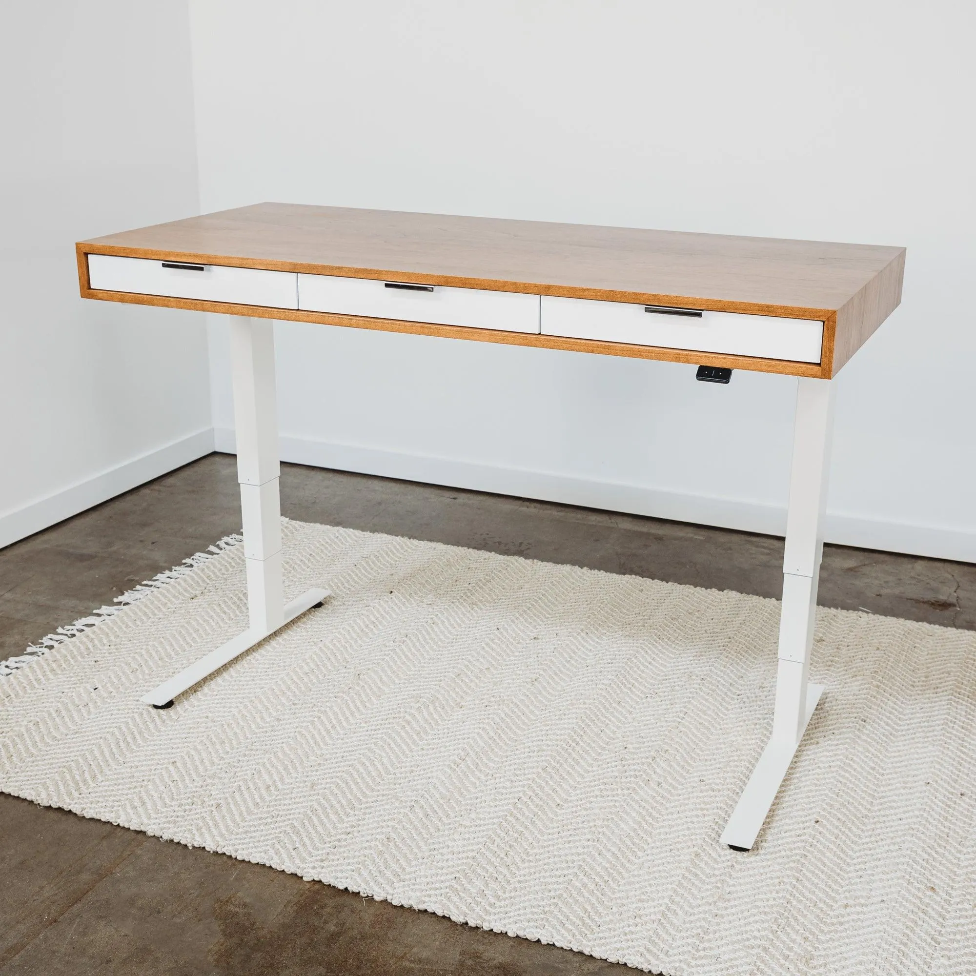 SLIM DESK // Modern Wood Desk With Drawers // Fixed or Adjustable Height Desk