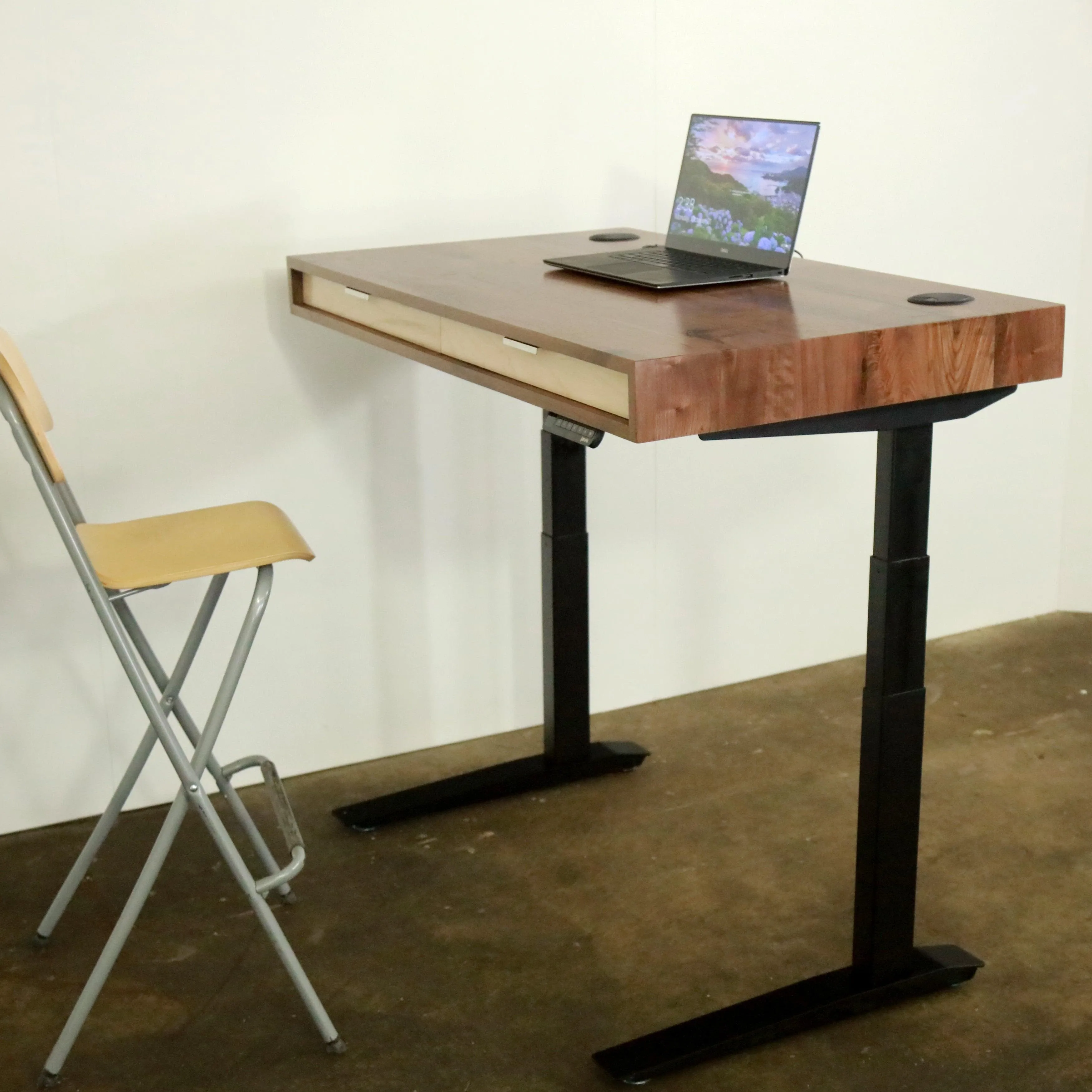 SLIM DESK // Modern Wood Desk With Drawers // Fixed or Adjustable Height Desk