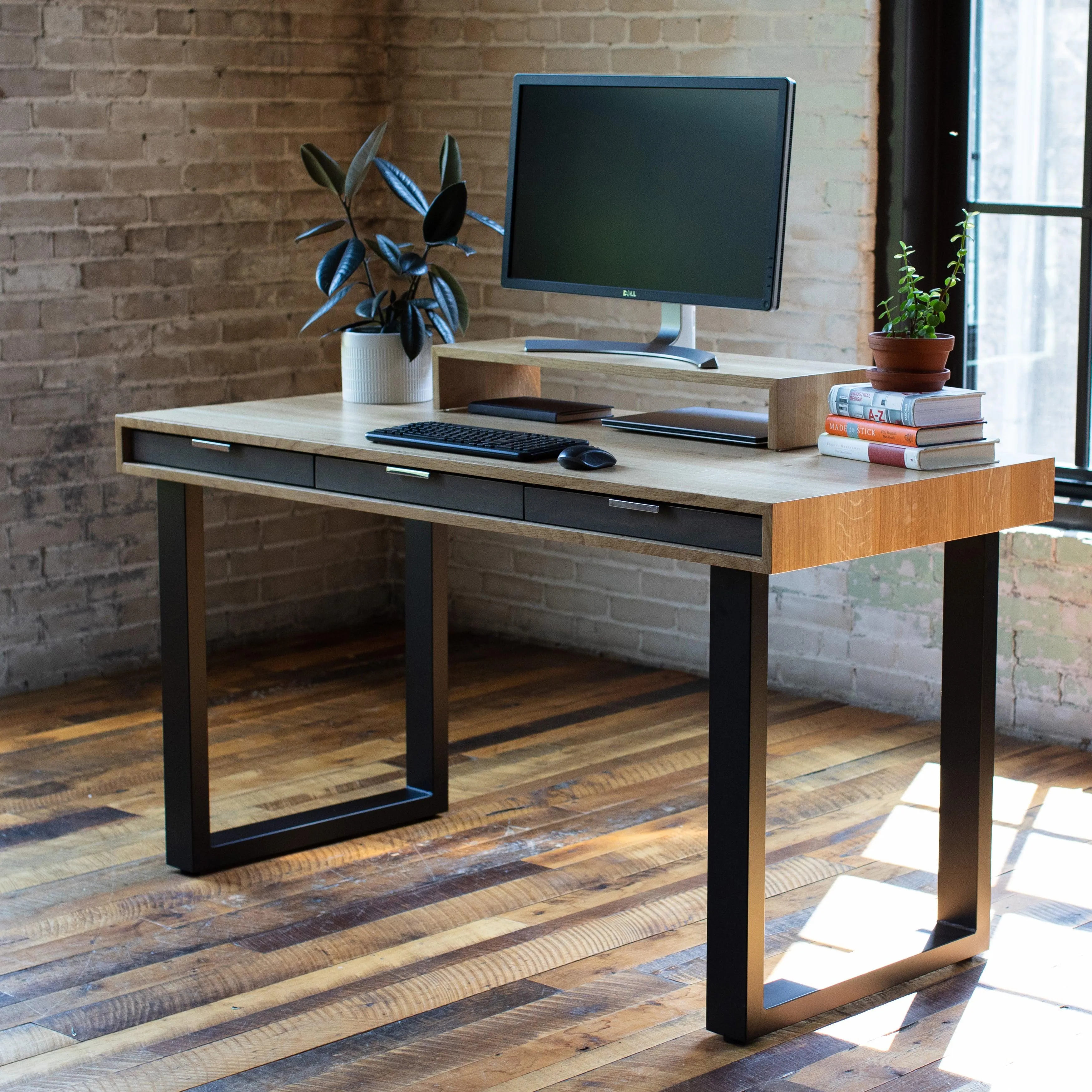 SLIM DESK // Modern Wood Desk With Drawers // Fixed or Adjustable Height Desk