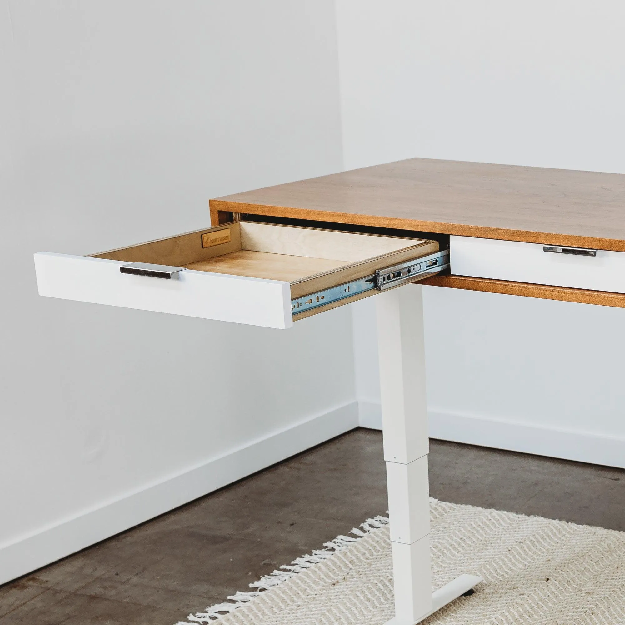 SLIM DESK // Modern Wood Desk With Drawers // Fixed or Adjustable Height Desk