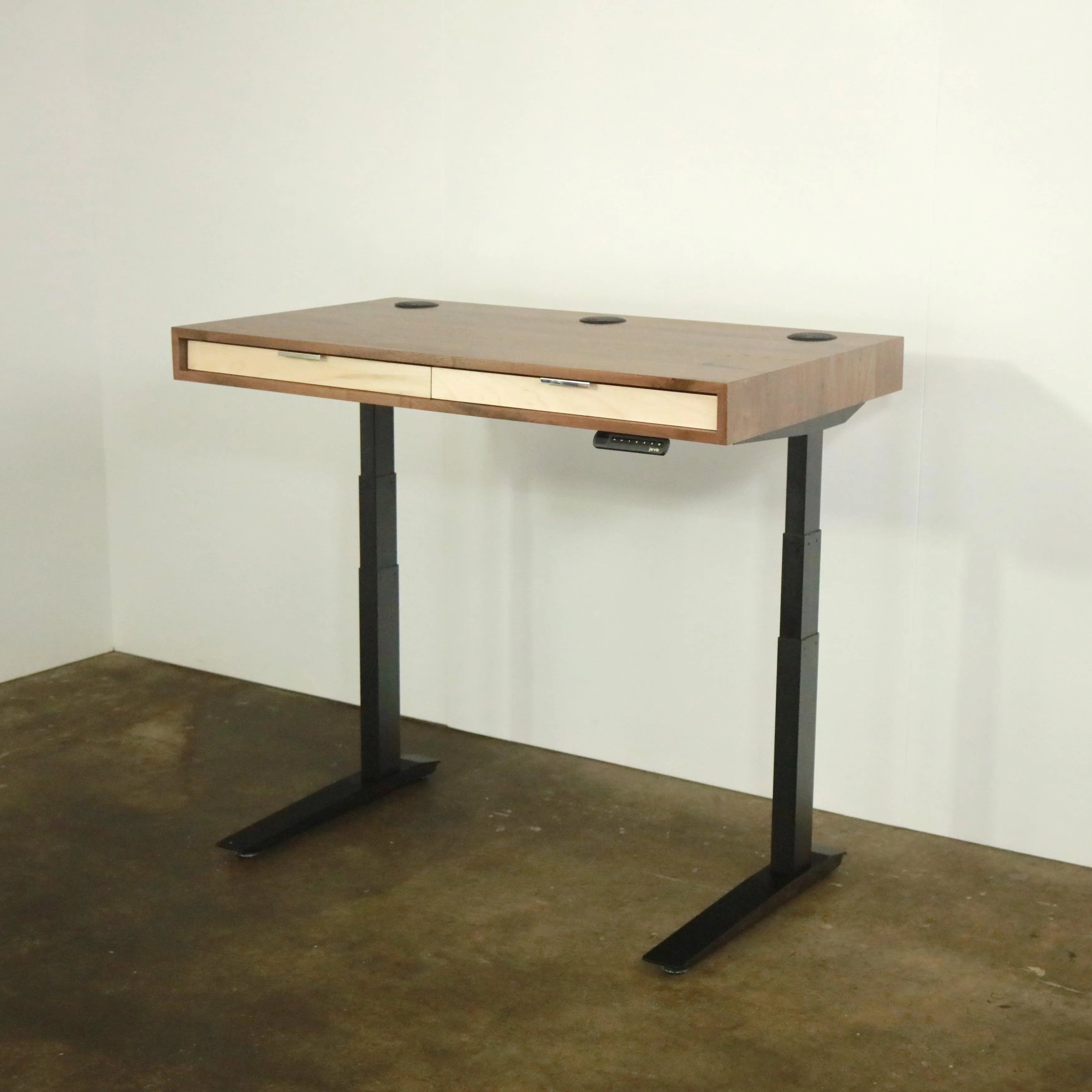 SLIM DESK // Modern Wood Desk With Drawers // Fixed or Adjustable Height Desk