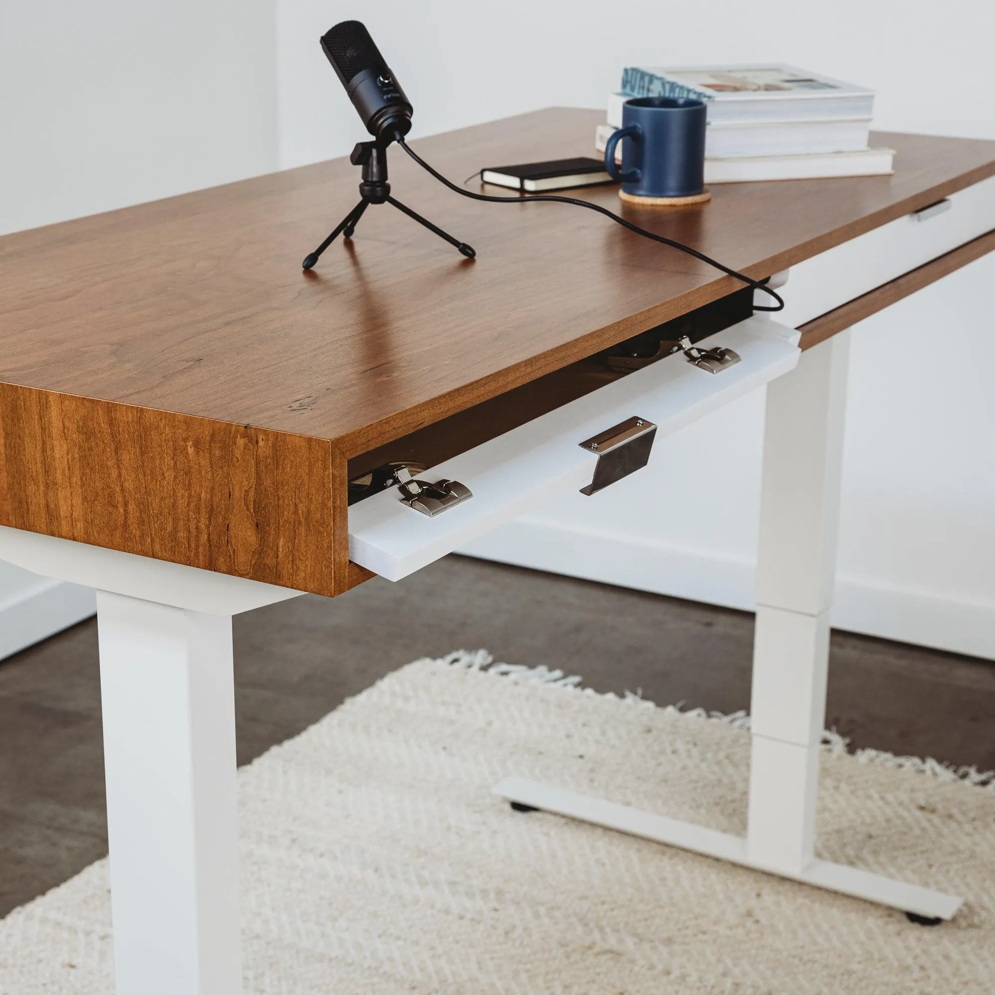 SLIM DESK // Modern Wood Desk With Drawers // Fixed or Adjustable Height Desk