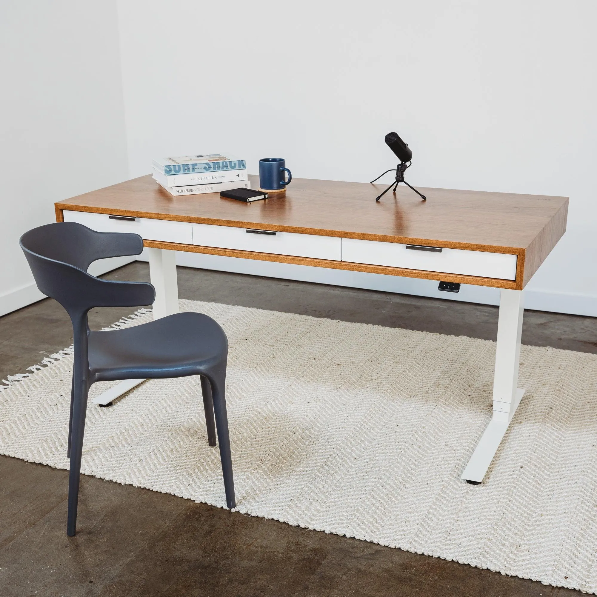 SLIM DESK // Modern Wood Desk With Drawers // Fixed or Adjustable Height Desk