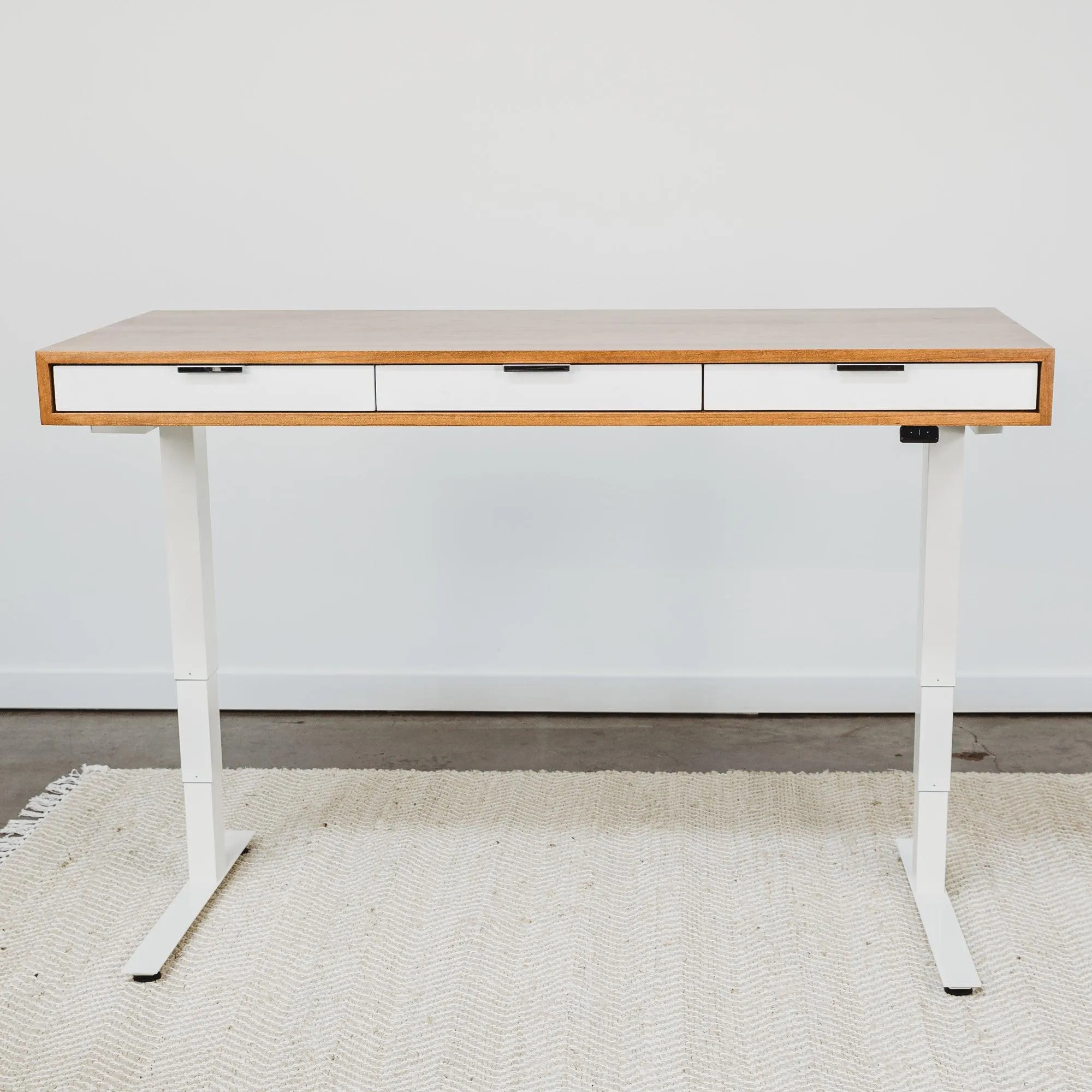 SLIM DESK // Modern Wood Desk With Drawers // Fixed or Adjustable Height Desk
