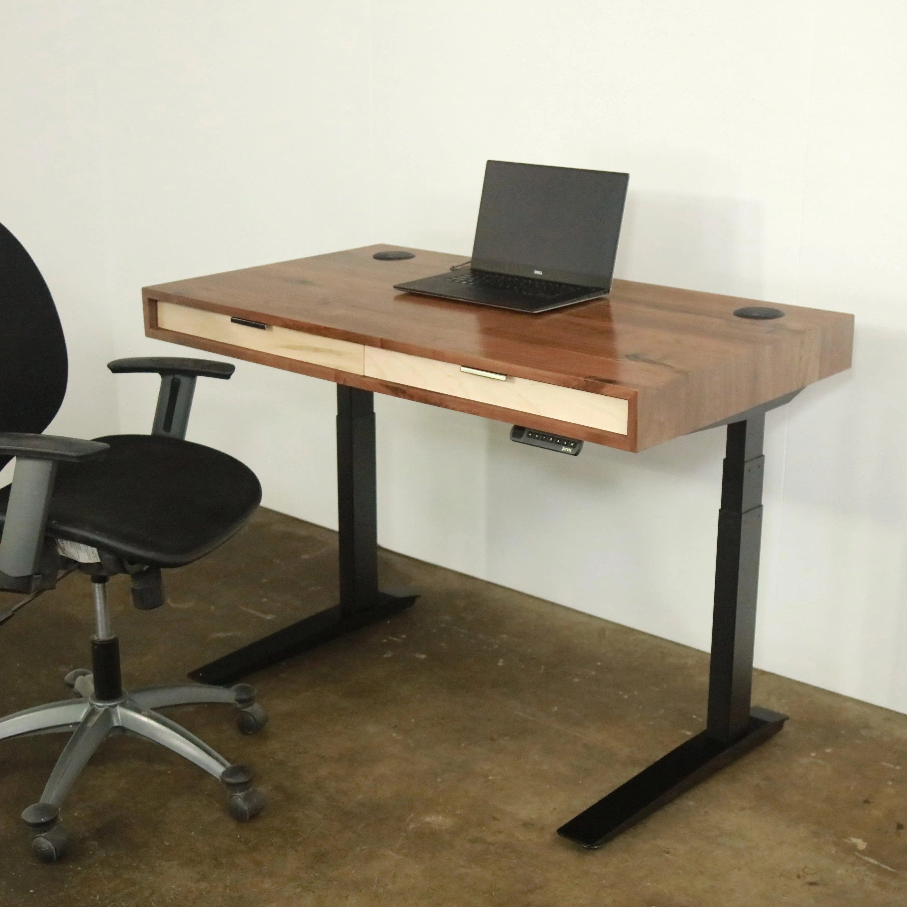SLIM DESK // Modern Wood Desk With Drawers // Fixed or Adjustable Height Desk