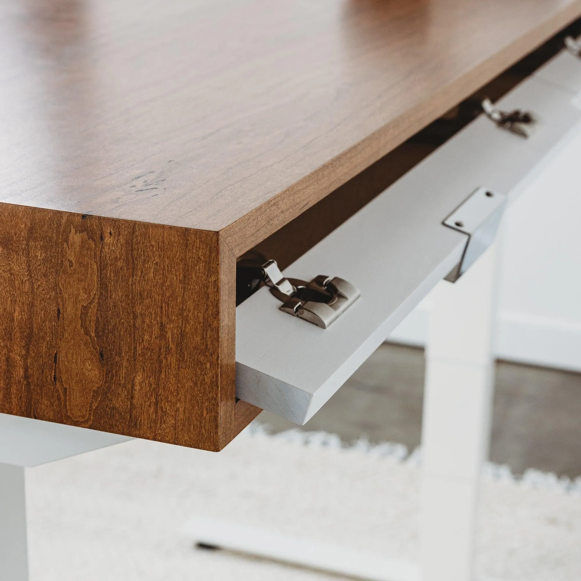 SLIM DESK // Modern Wood Desk With Drawers // Fixed or Adjustable Height Desk