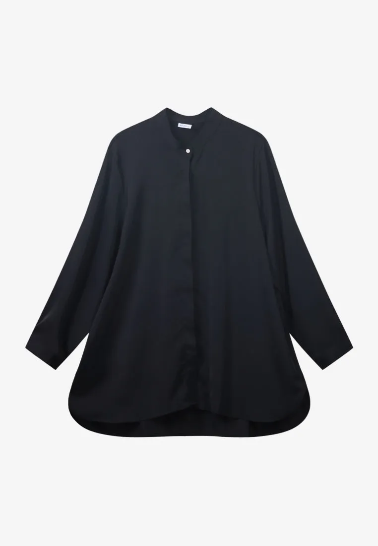 Sophie Satin Work Blouse - Black