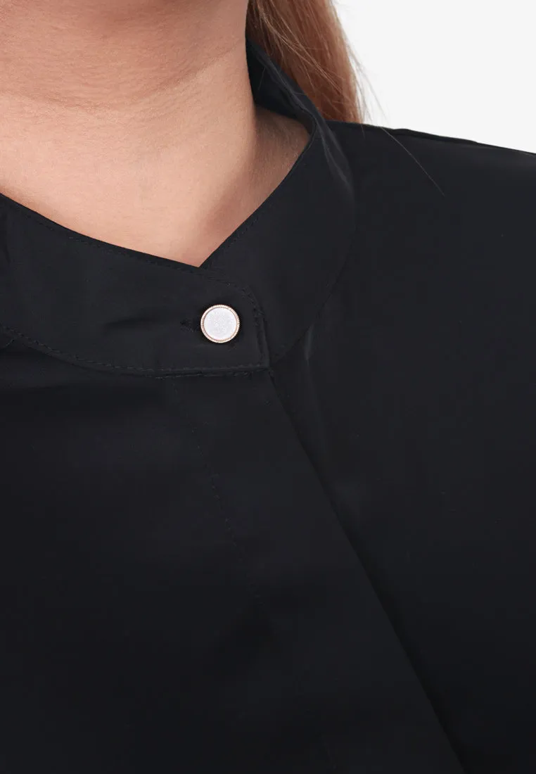 Sophie Satin Work Blouse - Black
