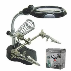 TE-801 Helping Hand Multi-function LED Magnifier PCB Soldering iron Stand Holder Table Magnifying glass