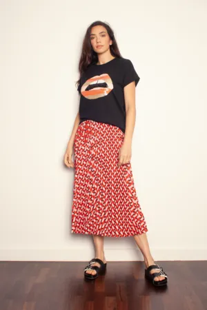 The Others - The Relaxed Tee - Black with Stripe Lips