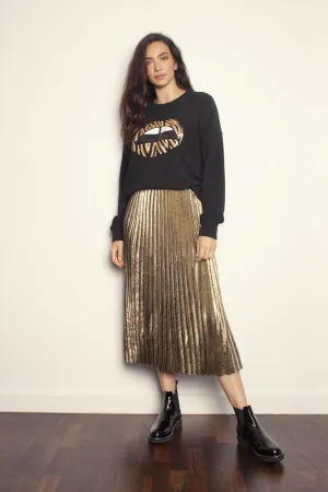 The Others - The Slouchy Sweat - Black with Zebra Sequin Lips