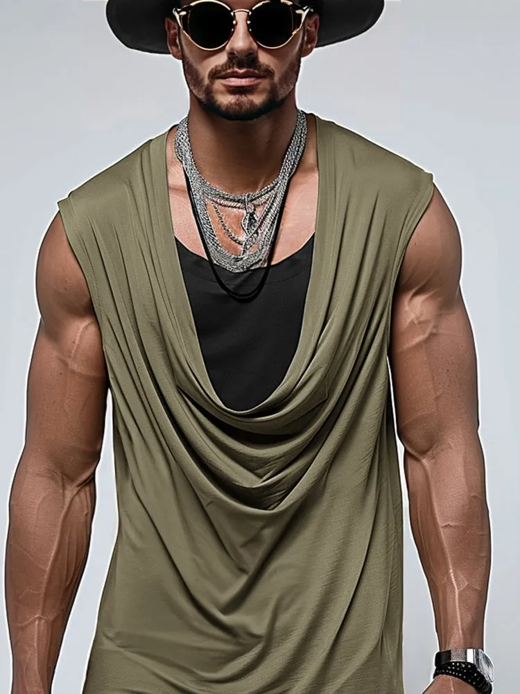 Trendy Drape Collar Sleeveless Top