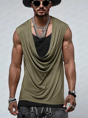 Trendy Drape Collar Sleeveless Top