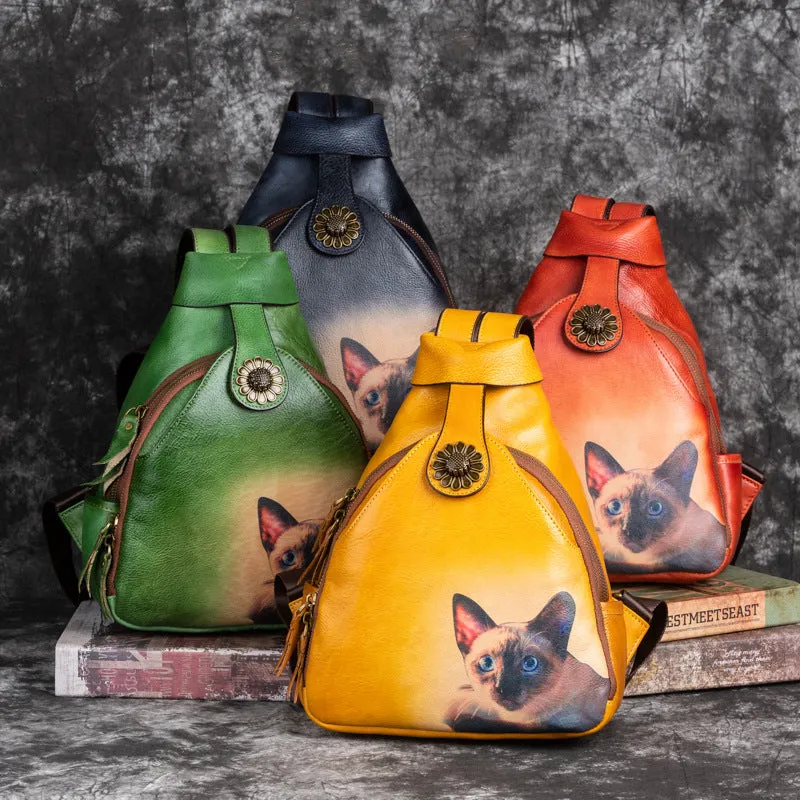 Vintage Embossing Leather Women Backpacks C315