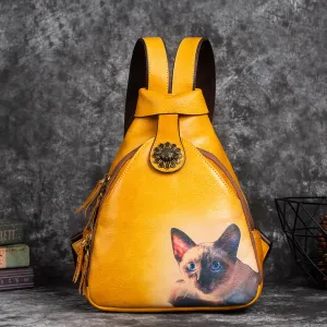Vintage Embossing Leather Women Backpacks C315