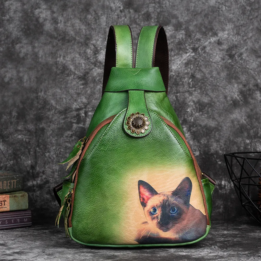 Vintage Embossing Leather Women Backpacks C315