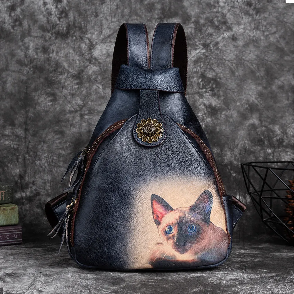 Vintage Embossing Leather Women Backpacks C315