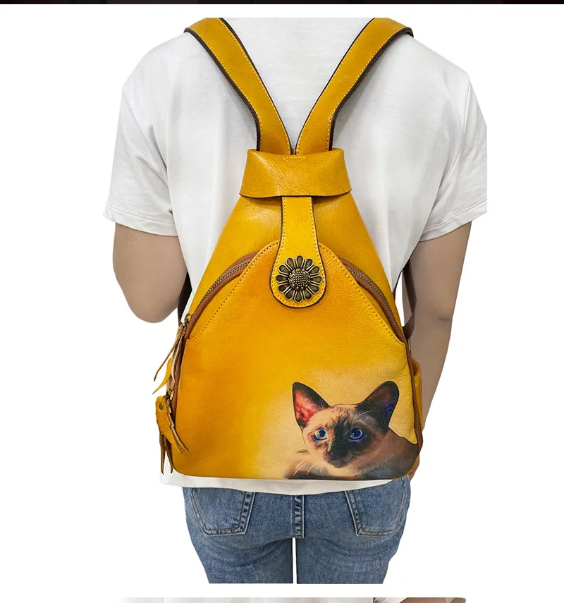 Vintage Embossing Leather Women Backpacks C315