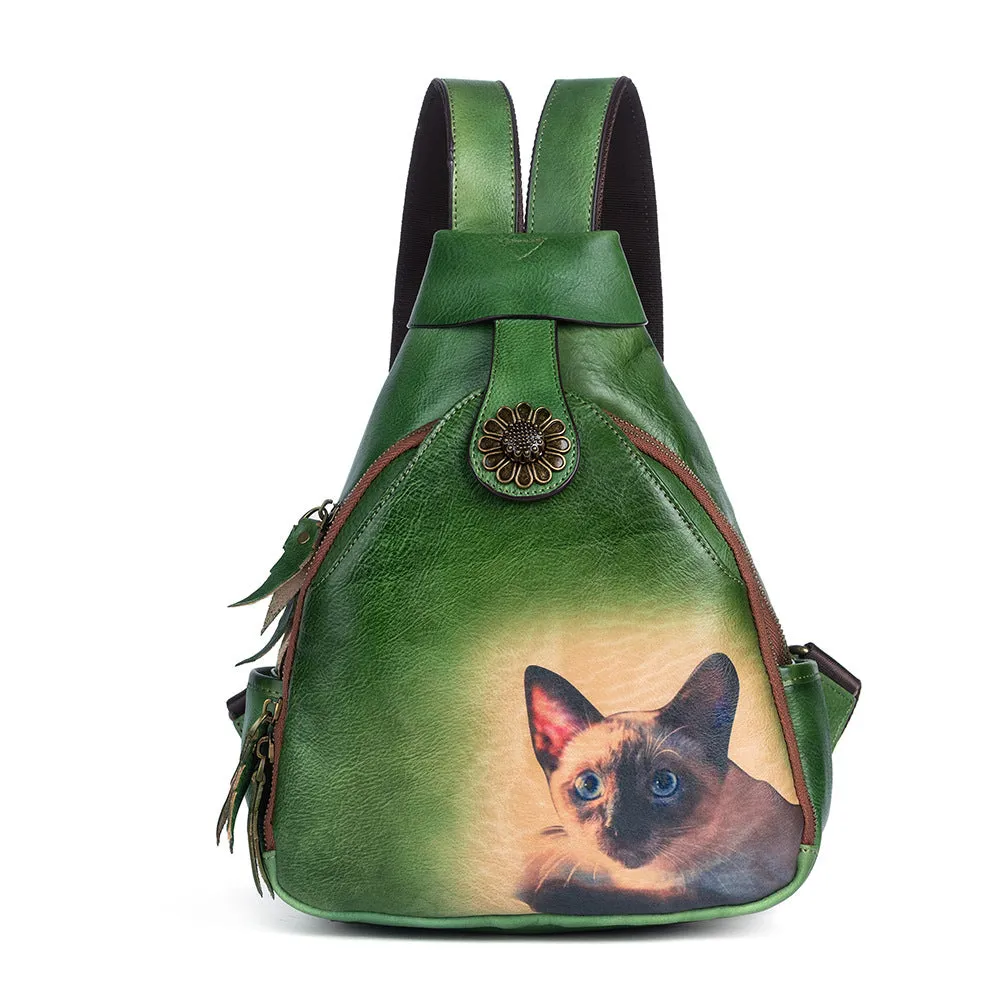 Vintage Embossing Leather Women Backpacks C315