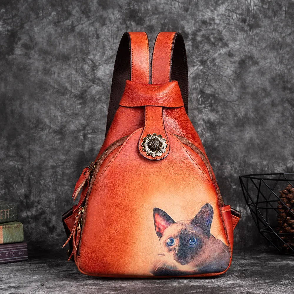 Vintage Embossing Leather Women Backpacks C315