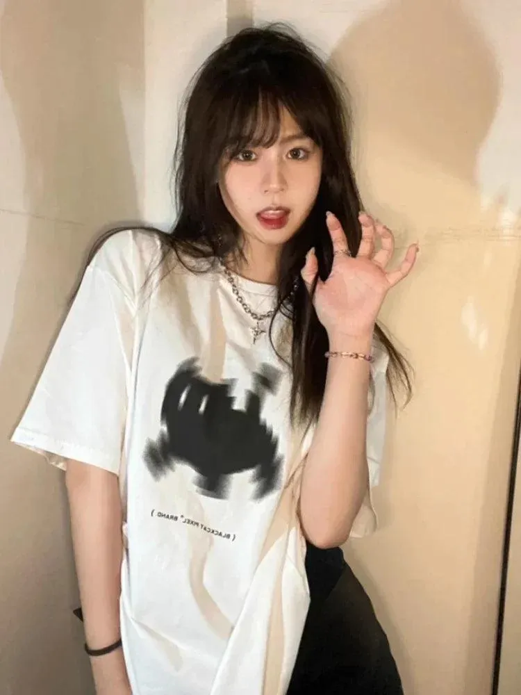 Y2K Aesthetic Harajuku Tee: Retro Style Streetwear for Women
