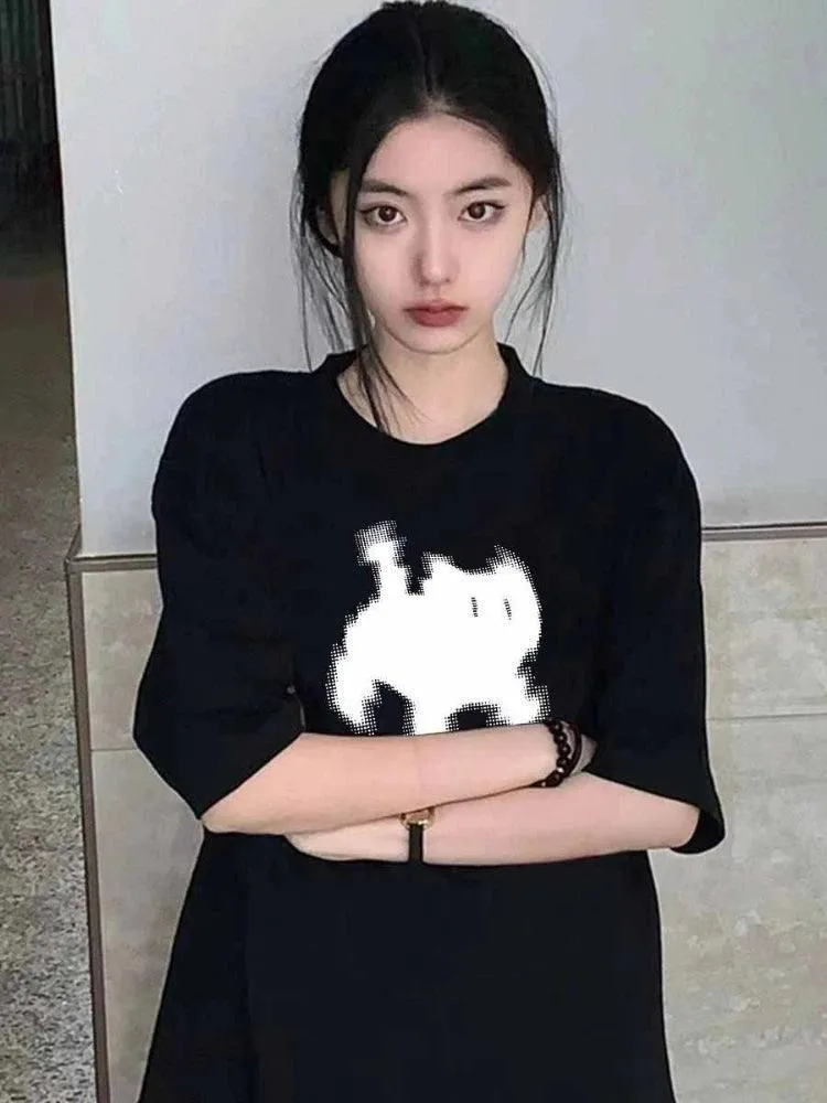 Y2K Aesthetic Harajuku Tee: Retro Style Streetwear for Women